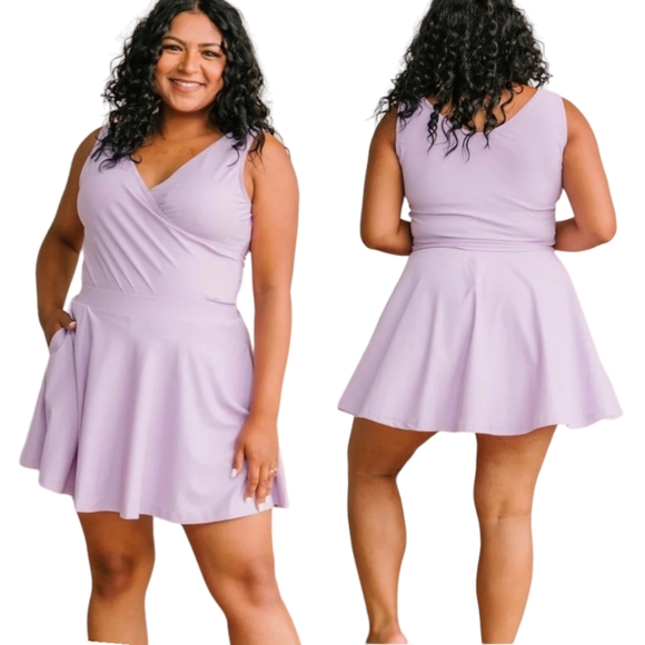 Honey Mark Swim Suit 3XL Charcoal Grey Basil Wrap Top & Sugar Skort - Picture 3 of 15